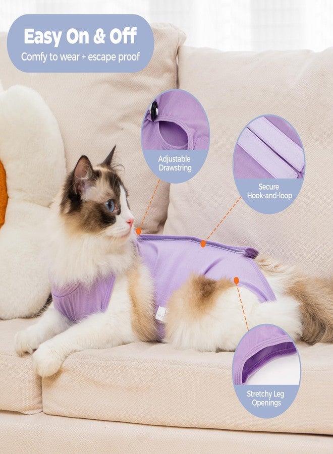 Avont Cat Recovery Suit Post-Surgery Onesie, Breathable Cone-of-Shame Alternative Bodysuit for Spayed Female Kittens, Skin Abdonminal Wound Care -Purple(S) - Image 3